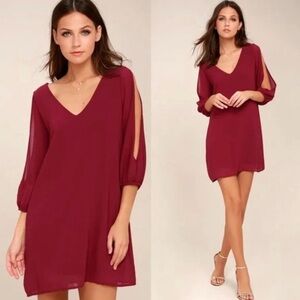 Lulus Shifting Dears Maroon dress, size M